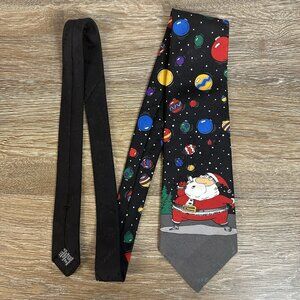 Vintage Christmas Tie Silk Santa Claus Necktie 1990s Hallmark Movie USA Holiday